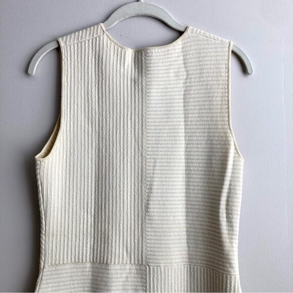 THEORY Irelia Geometic-Knit Sleeveless Ivory White Dress Women's Size M - Picture 9 of 11